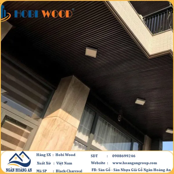 Tấm Ốp Lam Sóng Ngoài Trời Hobi Wood SO218W28 Black Charcoal 3m